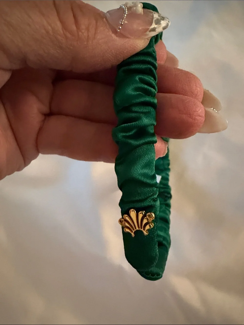 Lele Sadoughi Jessie Silk Headband in Evergreen NWT